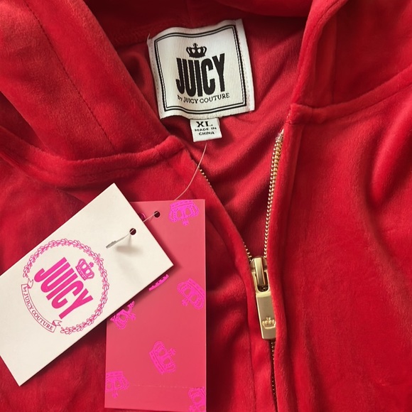 💋Juicy Couture set bling sequins red velour 2 piece set sz XL NWT - Picture 14 of 17